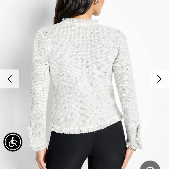 Nic + Zoe Fringe Blazer Mixed Knit Jacket Sugar Cookie Sweater Knit Fringe Large - Picture 3 of 16